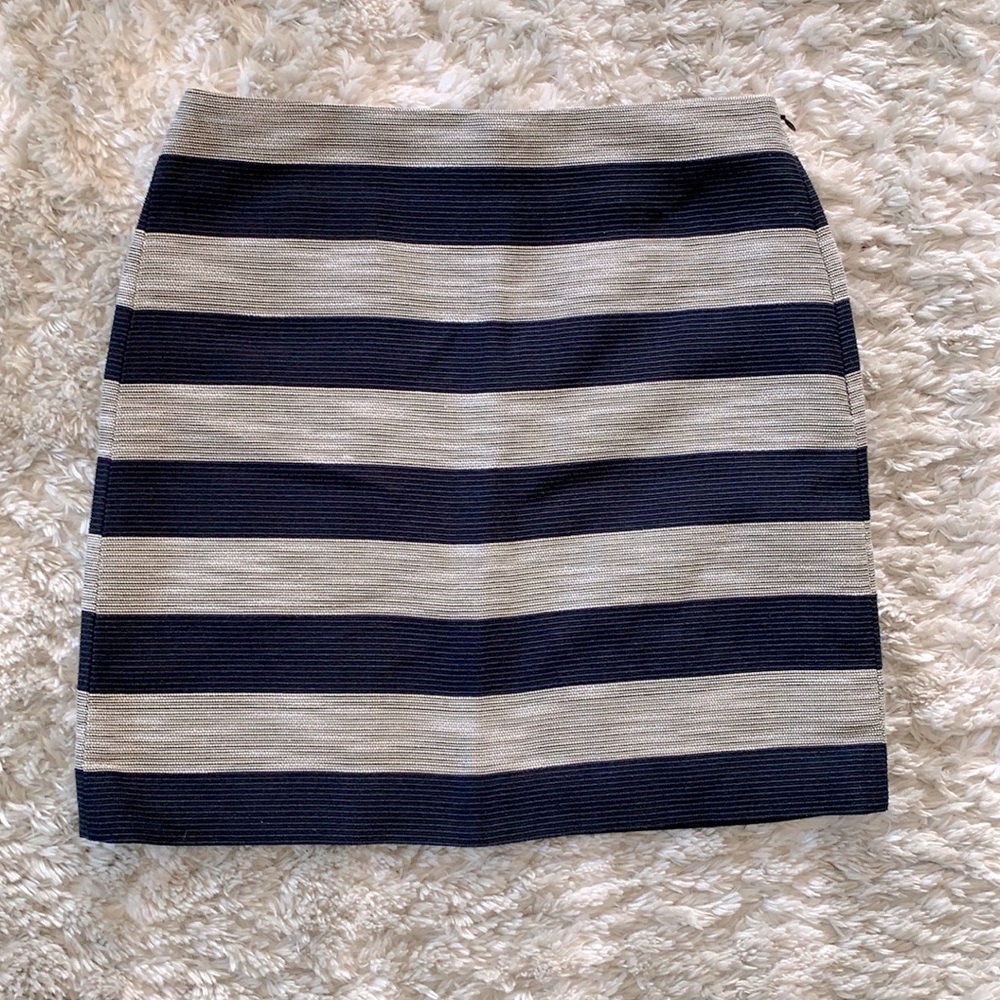 Loft navy blue/gray stripe skirt